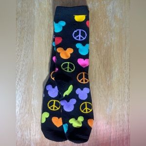Disney socks with Mickey and peace signs